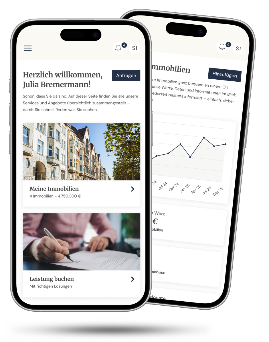 Mobile Ansicht des Kundenportals